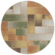 8' Copper And Orange Round Geometric Washable Indoor Outdoor Area Rug