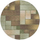 8' Olive Green And Green Round Geometric Washable Indoor Outdoor Area Rug