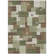 9' X 12' Olive Green And Brown Geometric Washable Indoor Outdoor Area Rug