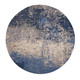 10' Blue And White Abstract Washable Round Rug With UV Protection