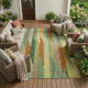 10' X 14' Green And Brown Striped Washable Indoor Outdoor Area Rug