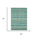 3' X 5' Teal Blue And Blue Striped Washable Indoor Outdoor Area Rug