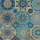 8' X 10' Teal Blue And Turquoise Patchwork Washable Indoor Outdoor Area Rug