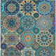 10' X 14' Teal Blue And Turquoise Patchwork Washable Indoor Outdoor Area Rug
