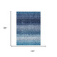8' X 10' Blue And Teal Blue Striped Washable Indoor Outdoor Area Rug