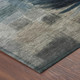 8' Teal Blue And Pewter Round Botanical Leaves Washable Indoor Outdoor Area Rug