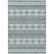 3' X 5' Teal Blue And Pewter Striped Washable Indoor Outdoor Area Rug