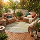 8' Sage And Green Round Abstract Washable Indoor Outdoor Area Rug
