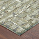 8' Green And Khaki Round Geometric Washable Indoor Outdoor Area Rug