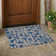 3' X 5' Blue And Gray Geometric Washable Indoor Outdoor Area Rug
