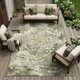 9' X 12' Sage And Green Medallion Washable Indoor Outdoor Area Rug