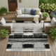 10' X 14' Black And Pewter Geometric Washable Indoor Outdoor Area Rug