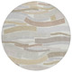 8' Ivory And Silver Round Striped Washable Indoor Outdoor Area Rug