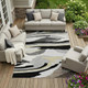 8' X 10' Black And Gray Abstract Washable Indoor Outdoor Area Rug