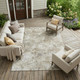 9' X 12' Ivory And Silver Abstract Washable Indoor Outdoor Area Rug