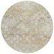 8' Ivory And Silver Round Floral Medallion Washable Indoor Outdoor Area Rug