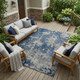 9' X 12' Navy Blue And Blue Abstract Washable Indoor Outdoor Area Rug