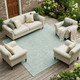 9' X 12' Aqua And Teal Blue Oriental Washable Indoor Outdoor Area Rug