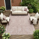 9' X 12' Pink And Tan Oriental Washable Indoor Outdoor Area Rug