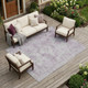 8' X 10' Lilac And Purple Oriental Washable Indoor Outdoor Area Rug