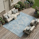 8' X 10' Sky Blue And Blue Oriental Washable Indoor Outdoor Area Rug
