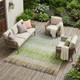 9' X 12' Green And Beige Abstract Washable Indoor Outdoor Area Rug