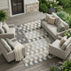 9' X 12' Gray And Silver Geometric Washable Indoor Outdoor Area Rug