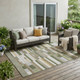 5' X 8' Olive Green And Green Striped Washable Indoor Outdoor Area Rug