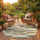 8' Olive Green And Green Round Striped Washable Indoor Outdoor Area Rug