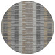 8' Gray And Graphite Round Striped Washable Indoor Outdoor Area Rug