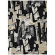 10' X 14' Black And Graphite Abstract Washable Indoor Outdoor Area Rug