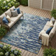 8' X 10' Navy Blue And Blue Abstract Washable Indoor Outdoor Area Rug