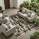9' X 12' Black And Beige Geometric Washable Indoor Outdoor Area Rug