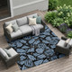8' X 10' Blue And Denim Blue Animal Print Washable Indoor Outdoor Area Rug