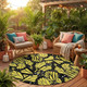 8' Yellow And Gold Round Animal Print Washable Indoor Outdoor Area Rug