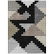 9' X 12' Black And Silver Geometric Washable Indoor Outdoor Area Rug