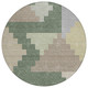 8' Green And Silver Round Geometric Washable Indoor Outdoor Area Rug