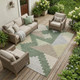 10' X 14' Green And Silver Geometric Washable Indoor Outdoor Area Rug