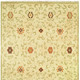 4' X 6' Tan Green And Orange Wool Floral Hand Knotted Area Rug With Fringe