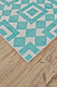 5' X 8' Blue And White Geometric Hand Woven Area Rug