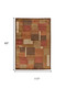 8' X 10' Green Brown And Orange Checkered Hand Knotted Area Rug