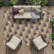 8' X 10' Eggplant And Purple Geometric Washable Indoor Outdoor Area Rug