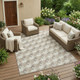 9' X 12' Ivory And Beige Geometric Washable Indoor Outdoor Area Rug