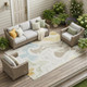10' X 14' Ivory And Beige Abstract Washable Indoor Outdoor Area Rug