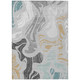 3' X 5' Silver And Gray Abstract Washable Indoor Outdoor Area Rug