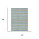 8' X 10' Teal Blue And Silver Striped Washable Indoor Outdoor Area Rug