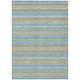10' X 14' Teal Blue And Silver Striped Washable Indoor Outdoor Area Rug