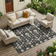 10' X 14' Black And Graphite Oriental Washable Indoor Outdoor Area Rug