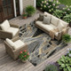 10' X 14' Black And Graphite Abstract Washable Indoor Outdoor Area Rug