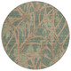 8' Green And Brown Round Floral Washable Indoor Outdoor Area Rug